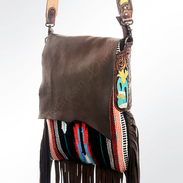 American Darling Messenger Saddle Blanket Fabric Genuine Leather Western Women Bag Handbag Purse | Cute